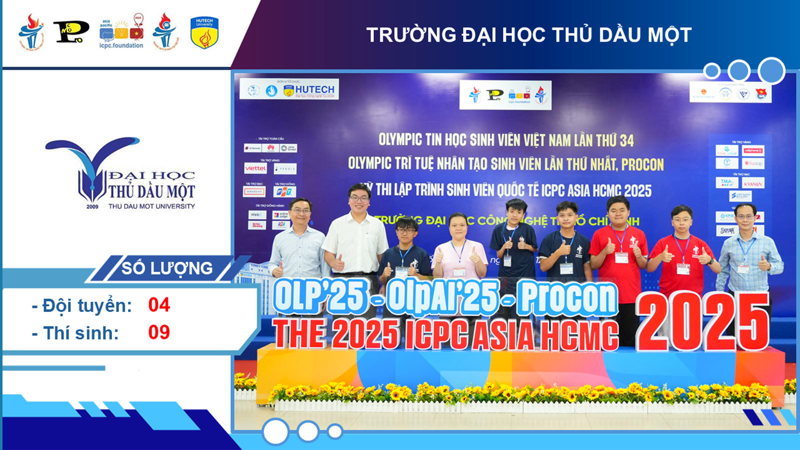 Sinh viên Viện Công nghệ Số – TDMU tham dự OLP’25 – OLP AI’25 – Procon và ICPC Asia HCMC 2025, đạt thành tích tại Olympic Tin học Sinh viên Việt Nam
